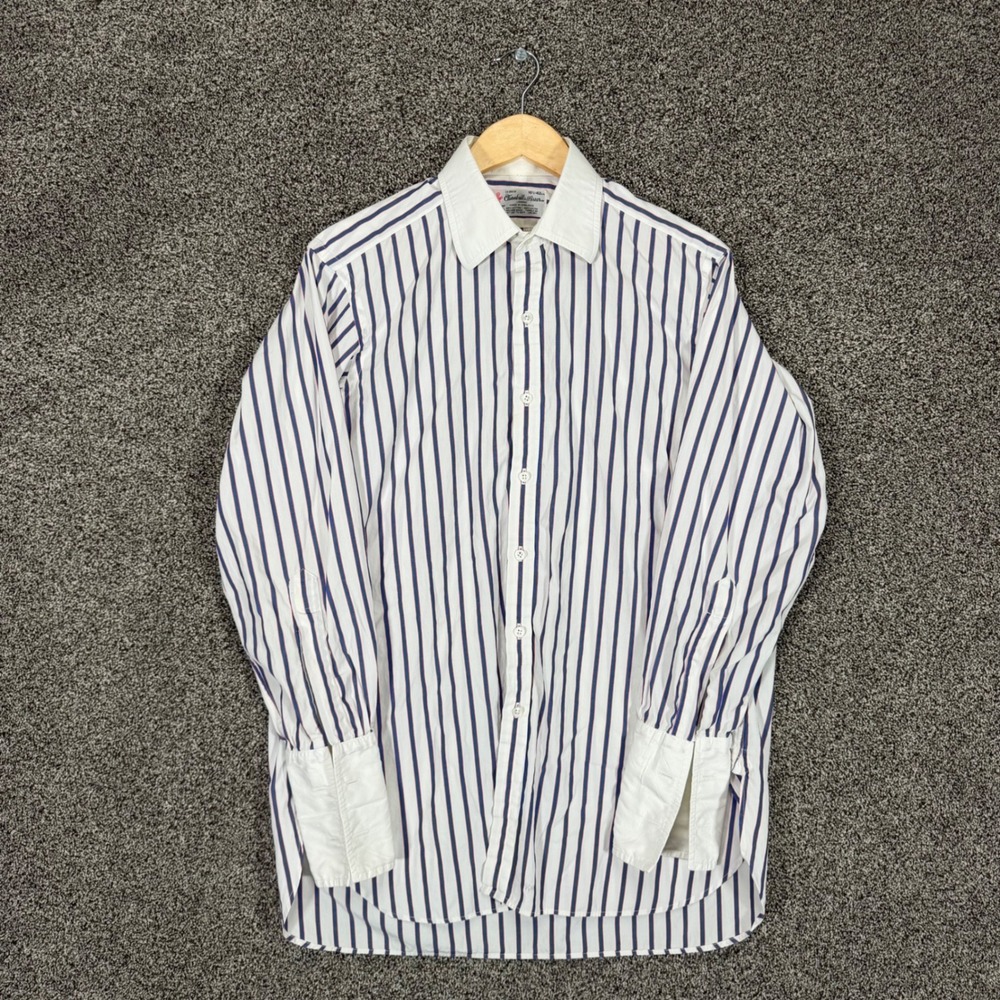 Turnbull & Asser Dress Shirt Mens 16.5 White Striped Cotton French Cuff